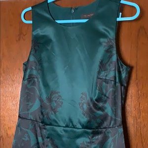Satin Green and Black sheath dress